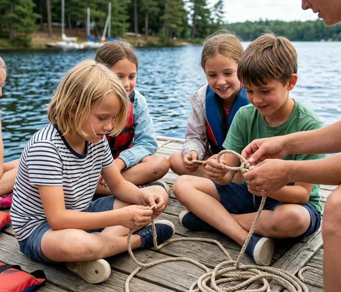 Kolonie żeglarskie dla dzieci na jeziorze z instruktorem