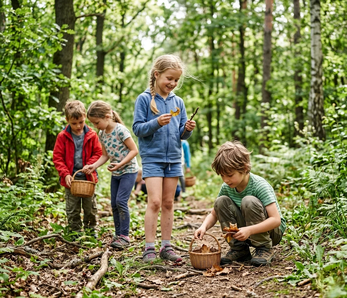 Zielona szkoła - wycieczka dzieci po szlaku w górach